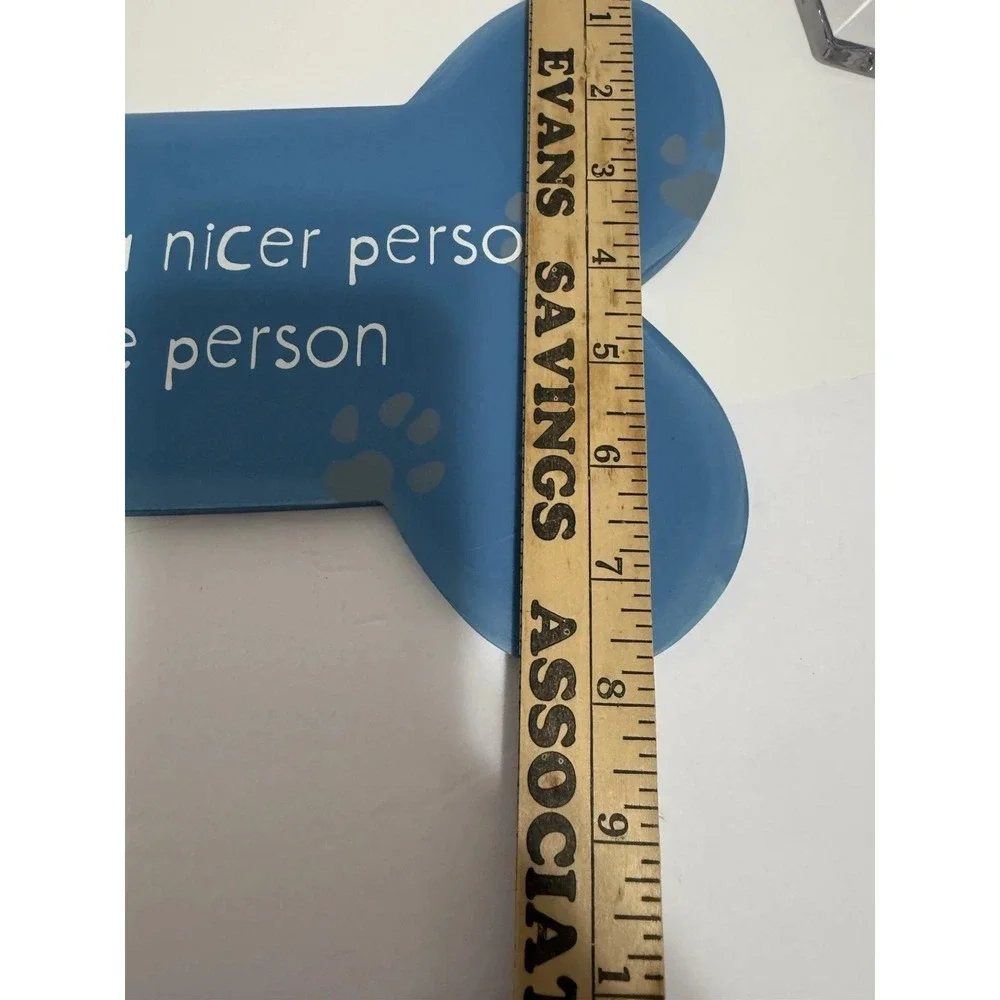 Dog Lover Wall Plaque Bone Shape Funny Quote Blue‎ Paw Print Sign Decor